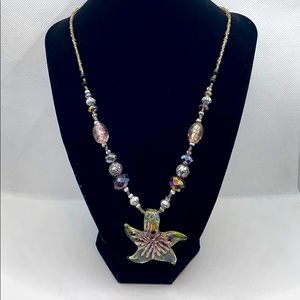 Blown Glass Beaded Starfish Necklace